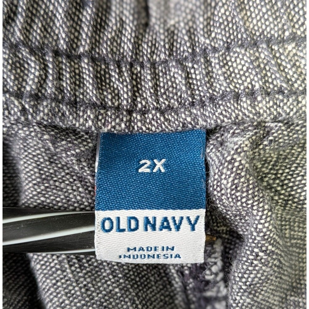 Old Navy Womens 2X Wide Leg Crop Pants Blue High Rise Linen Blend - Picture 2 of 8